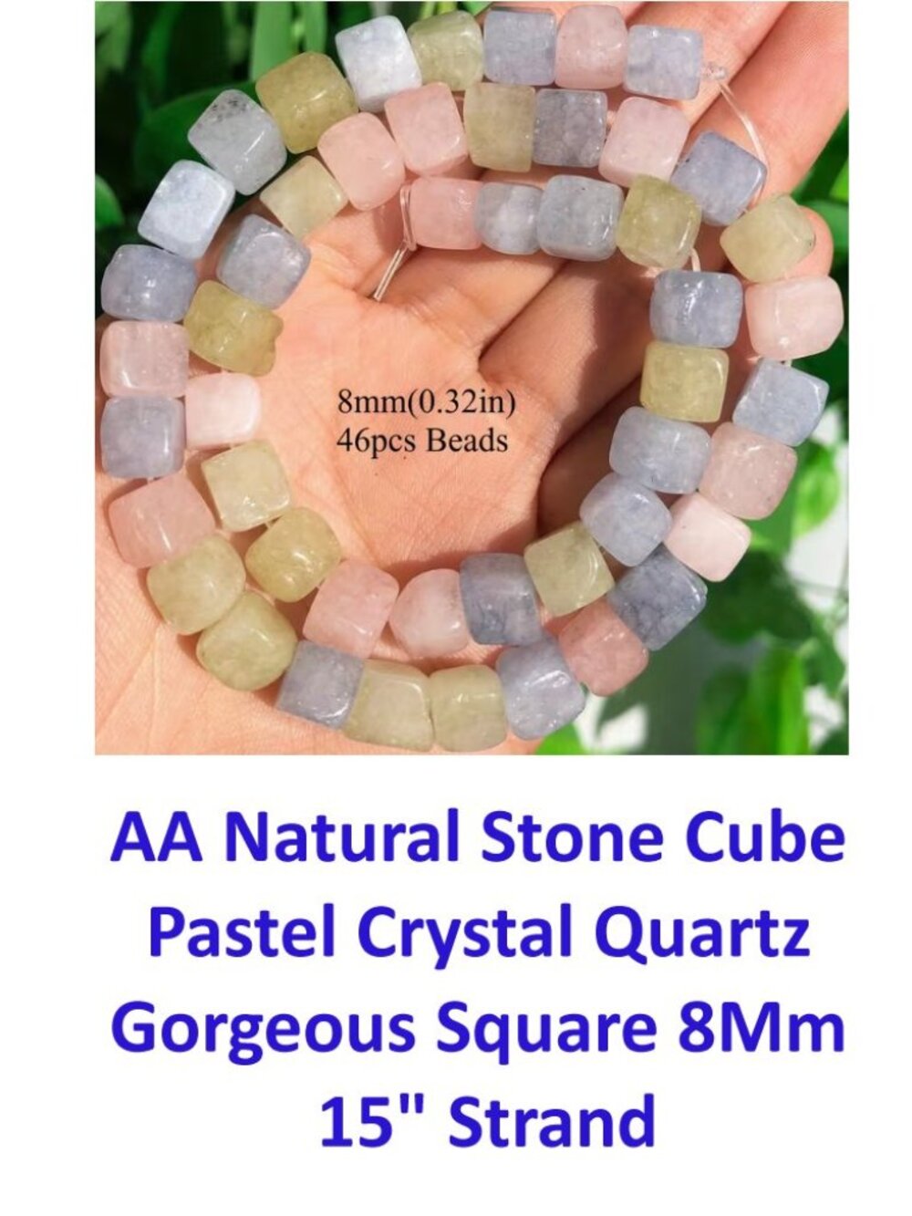 AA Natural Stone Cube Pastel Crystal Quartz Gorgeous Square 8Mm